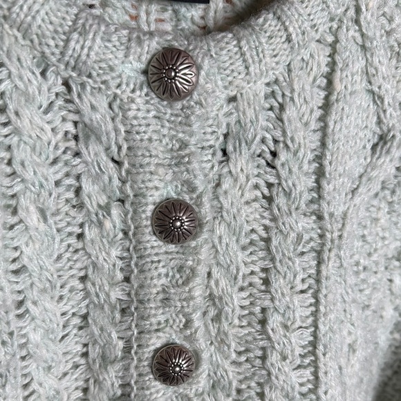 Vintage Liz Sport Cable Knit Button-Up Cropped Sweater Mint Green Size Small - Picture 4 of 10